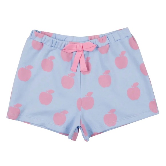 NWOT The Beaufort Bonnet Company Apple Print Bow Shorts in Pink & Blue 6-12M - Picture 2 of 7